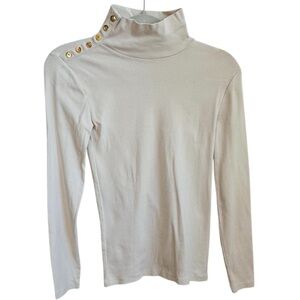 J.Crew Women's Solid Rib Button Long Sleeve Shirt Ivory Size XS